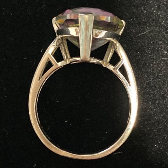 Spinel Trillion Cut Ring Size 6.5 6.91 ct. 14mm Faceted Triangle Sterling Silver - Picture 14 of 16